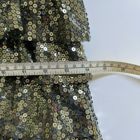 Rue 21 Sequined Dress Womens sz Med Silver Strapless Ruffles Party Prom Club - Picture 8 of 9